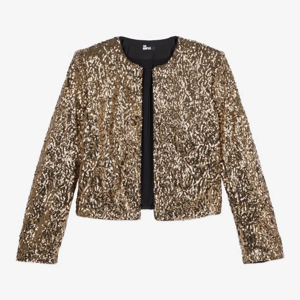 NWT | The Kooples | Gold Sequin Crop Jacket - Picture 2 of 10